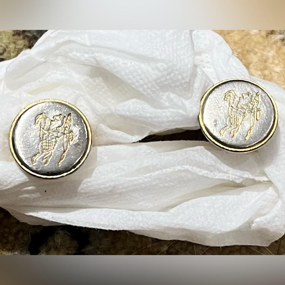 Burberry Gold-Trimmed Silver cuff links cufflinks
